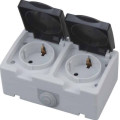 Розетка накладна 2-на з заземленням з кришкою ATOM HOROZ ELECTRIC 112-100-0002-010