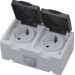 Розетка накладна 2-на з заземленням з кришкою ATOM HOROZ ELECTRIC 112-100-0002-010