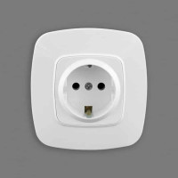 Розетка одинарна з заземленням біла ELA HOROZ ELECTRIC 112-007-0006-010