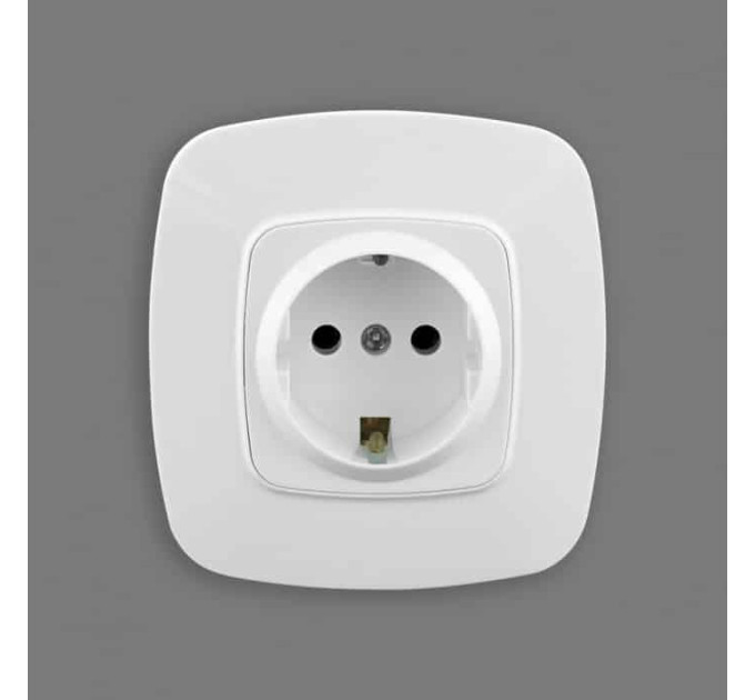 Розетка одинарна з заземленням біла ELA HOROZ ELECTRIC 112-007-0006-010