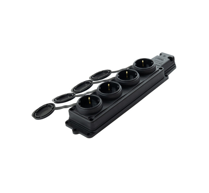Колодка Violux каучук настінна 4-на з заземленням з кришкою IP44 ( 930730 )