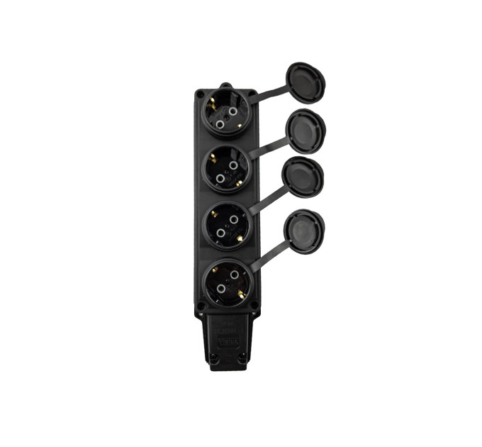Колодка Violux каучук настінна 4-на з заземленням з кришкою IP44 ( 930730 )