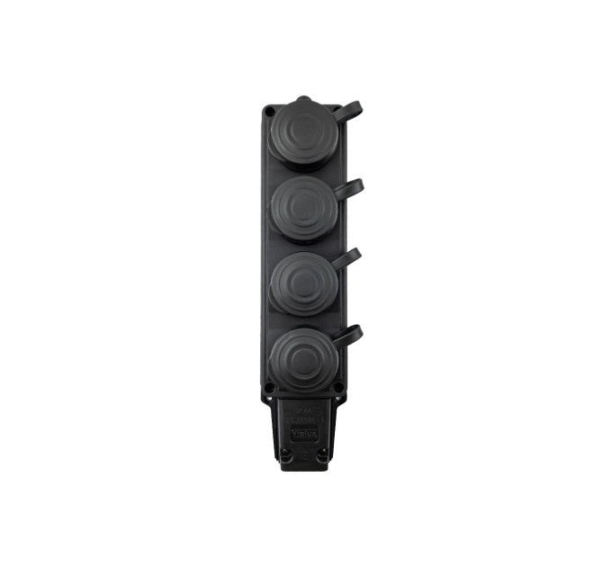 Колодка Violux каучук настінна 4-на з заземленням з кришкою IP44 ( 930730 )