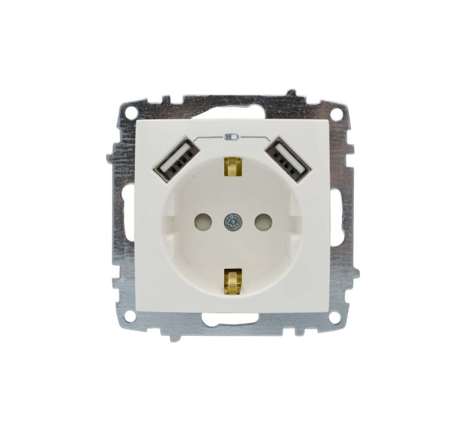 Розетка ZENA ELBI біла 1-на з заземленням + 2USB без рамки ( 609-010200-317 )
