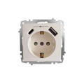 Розетка ZENA ELBI біла 1-на з заземленням + 2USB ( Type C+A ) без рамки ( 609-010200-334 )