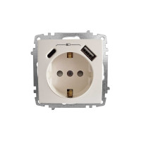 Розетка ZENA ELBI біла 1-на з заземленням + 2USB ( Type C+A ) без рамки ( 609-010200-334 )