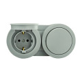 Вимикач 1-клавішний + Розетка з заземленням з кришкою сірий xOne OVIVO 406-240000-923