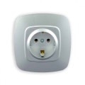 Розетка одинарна з заземленням срібло ELA HOROZ ELECTRIC 112-007-0006-020