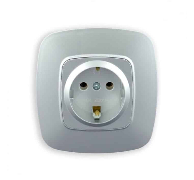 Розетка одинарна з заземленням срібло ELA HOROZ ELECTRIC 112-007-0006-020
