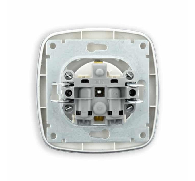 Розетка одинарна з заземленням срібло ELA HOROZ ELECTRIC 112-007-0006-020