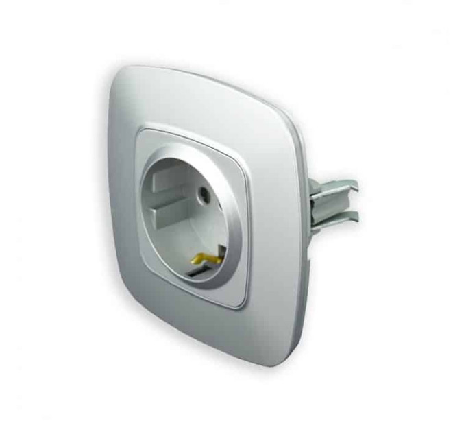 Розетка одинарна з заземленням срібло ELA HOROZ ELECTRIC 112-007-0006-020