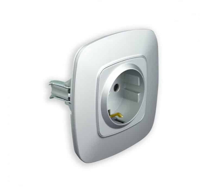 Розетка одинарна з заземленням срібло ELA HOROZ ELECTRIC 112-007-0006-020