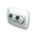 Розетка подвійна з заземленням срібло ELA HOROZ ELECTRIC 112-007-0008-020