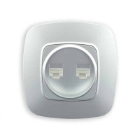Розетка подвійна комп’ютерна срібло ELA HOROZ ELECTRIC 112-007-0017-020