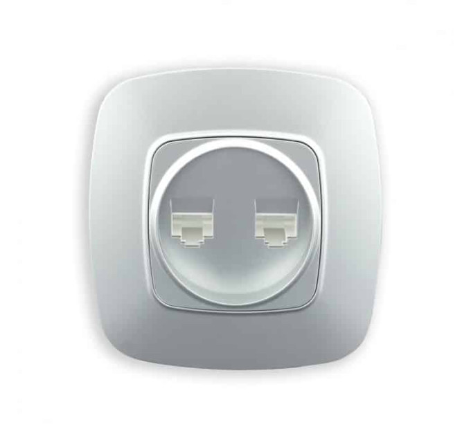 Розетка подвійна комп’ютерна срібло ELA HOROZ ELECTRIC 112-007-0017-020