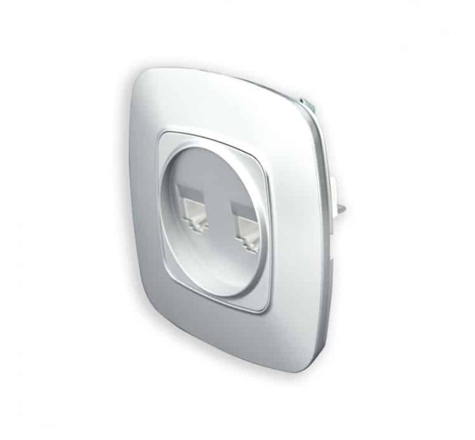 Розетка подвійна комп’ютерна срібло ELA HOROZ ELECTRIC 112-007-0017-020