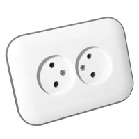 Розетка подвійна без заземлення LOFT білий+сірий OVIVO 404-010303-908