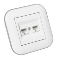 Розетка комп’ютерна двійна (CAT6) LOFT білий+сірий OVIVO 404-010303-230