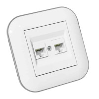 Розетка комп’ютерна двійна (CAT6) LOFT білий+сірий OVIVO 404-010303-230