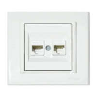 Розетка комп’ютерна двійна (CAT6) біла MINA OVIVO 401-010300-230