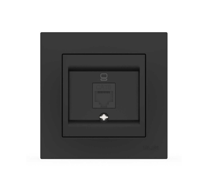 Розетка EL-BI VEGA чорна мат комп'ютерна 1-на CAT6 RJ45 ( 510-014800-247 )