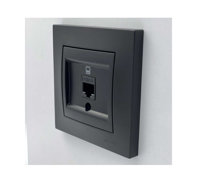 Розетка EL-BI VEGA чорна мат комп'ютерна 1-на CAT6 RJ45 ( 510-014800-247 )