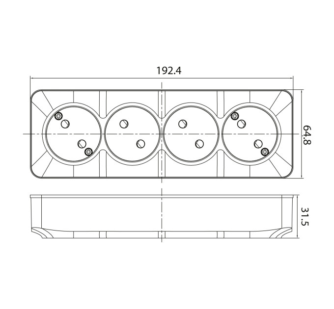 Розетка четверна без заземлення біла POWER MAX-4 HOROZ ELECTRIC 104-008-0003-010