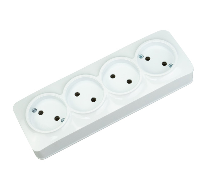 Розетка четверна без заземлення біла POWER MAX-4 HOROZ ELECTRIC 104-008-0003-010