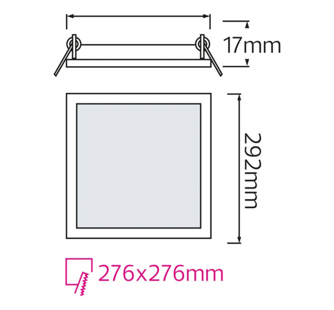 Світлодіодний світильник врізний Slim/Sq-24 24W 6400K HOROZ ELECTRIC 056-005-0024-020
