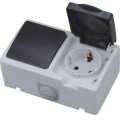Розетка з заземленням з кришкою + вимикач ATOM HOROZ ELECTRIC 112-100-0003-010