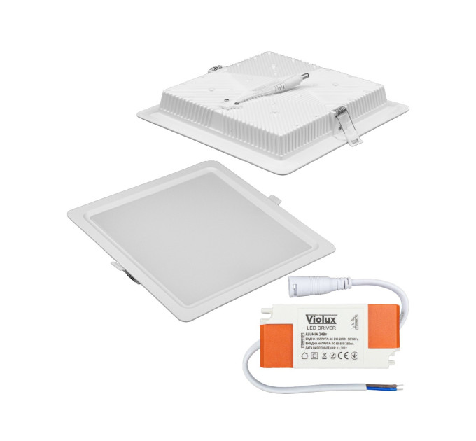 Світильник LED даунлайт Violux ALUMIN 24W 4200K квадрат IP20 ( 121290 )