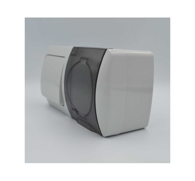 Вимикач EVA сірий 1кл + Розетка з заземленням з кришкою IP54 ( 554-011500-920 )