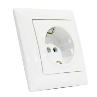 Розетка одинарна з заземленням біла TINA HOROZ ELECTRIC 112-005-0009-010
