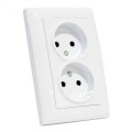 Розетка подвійна без заземлення біла TINA HOROZ ELECTRIC 112-005-0018-010