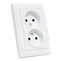 Розетка подвійна без заземлення біла TINA HOROZ ELECTRIC 112-005-0018-010