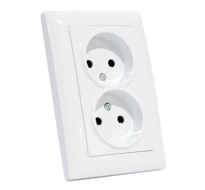 Розетка подвійна без заземлення біла TINA HOROZ ELECTRIC 112-005-0018-010