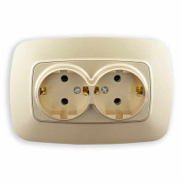 Розетка подвійна з заземленням золото ELA HOROZ ELECTRIC 112-007-0008-030