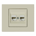 Розетка комп’ютерна двійна (CAT6) кремова GRANO OVIVO 400-020300-230