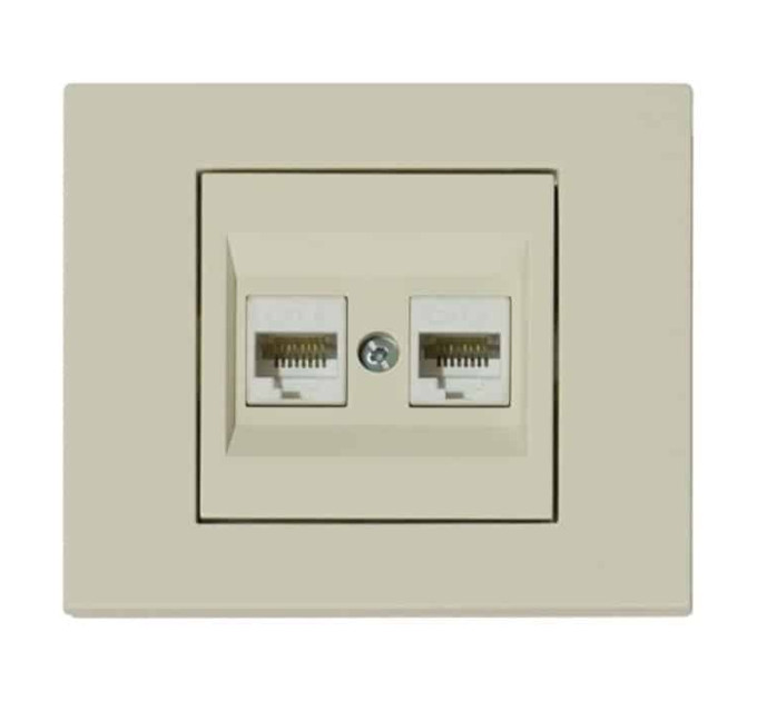 Розетка комп’ютерна двійна (CAT6) кремова GRANO OVIVO 400-020300-230