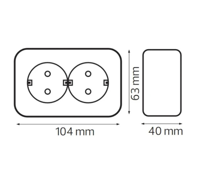 Розетка подвійна з заземленням біла EVA HOROZ ELECTRIC 112-004-0002-010