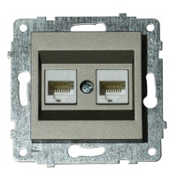 Механізм розетки комп’ютерної двійної (CAT6) GRANO антрацит OVIVO 600-000313-230