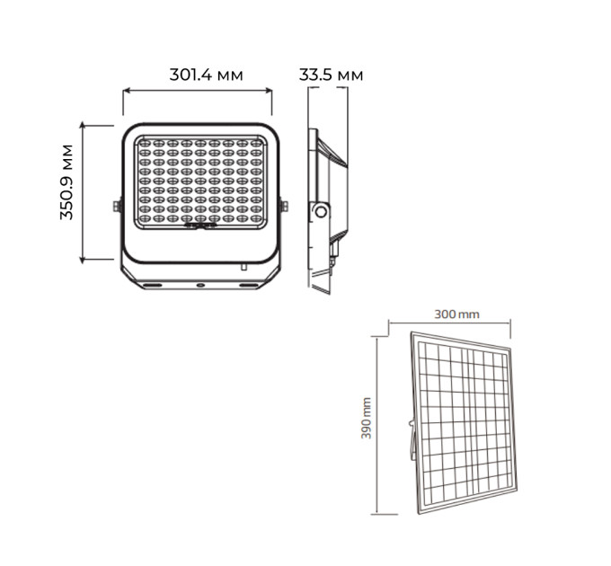 Прожектор світлодіодний з сонячною панеллю TIGER PRO-300 300W 6400K HOROZ ELECTRIC 068-012-1300-010
