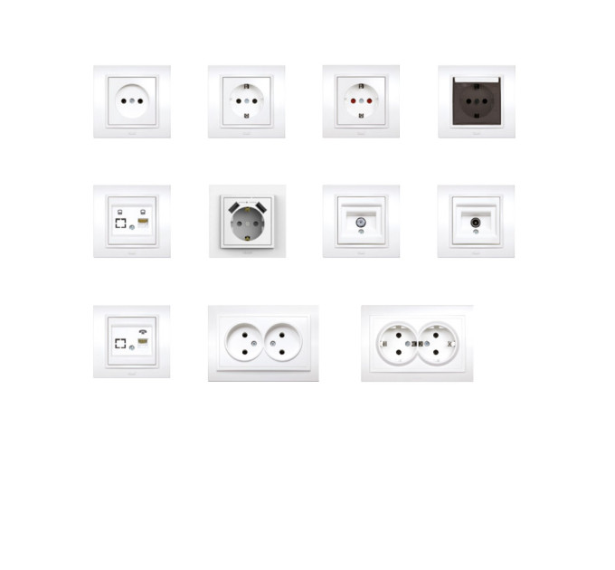 Розетка ELBI ZENA біла 2-на з заземленням ( 500-010200-907 )