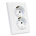 Розетка подвійна з заземленням біла TINA HOROZ ELECTRIC 112-005-0019-010