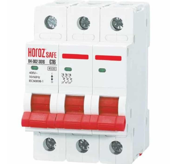 Автоматичний вимикач SAFE 16А 3P С HOROZ ELECTRIC 114-002-3016-010
