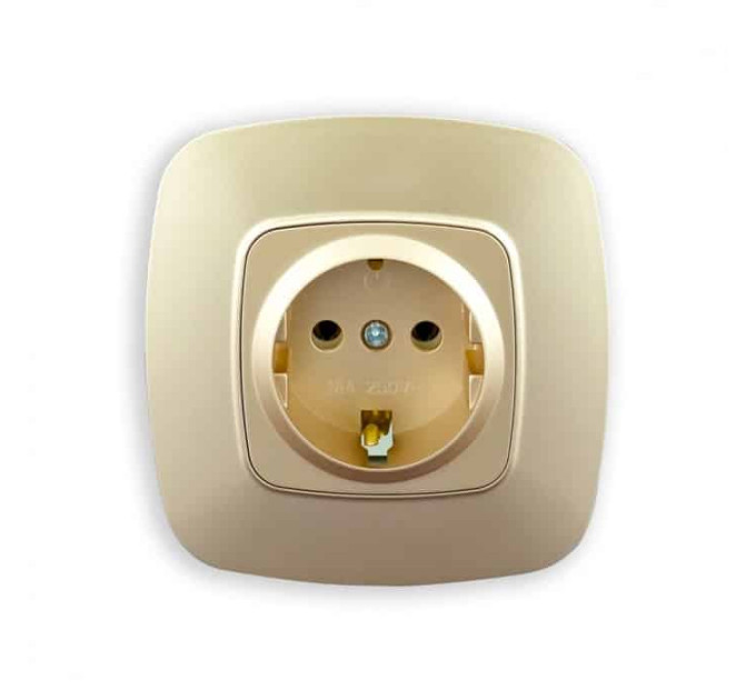 Розетка одинарна з заземленням золото ELA HOROZ ELECTRIC 112-007-0006-030