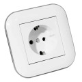 Розетка одинарна з заземленням LOFT білий+сірий OVIVO 404-010303-217