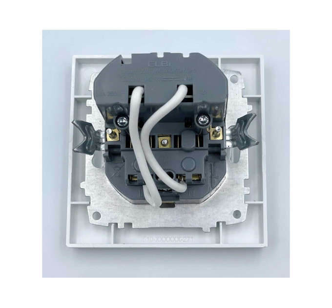 Розетка EL-BI VEGA білий мат 1-на з заземленням + 2USB (Type C+A) ( 510-016200-334 )